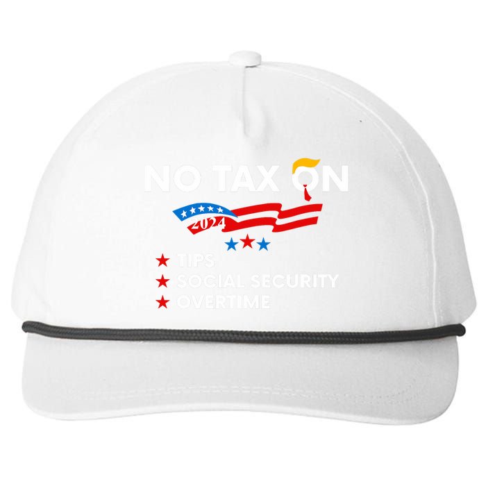 No Tax On Tips Social Security Overtime Trump 2024 Support Trump Vance 2024 Snapback Five-Panel Rope Hat