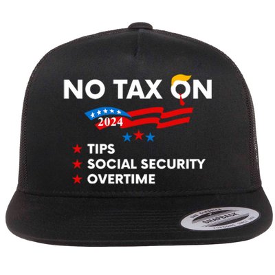 No Tax On Tips Social Security Overtime Trump 2024 Support Trump Vance 2024 Flat Bill Trucker Hat