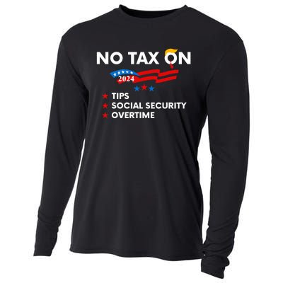 No Tax On Tips Social Security Overtime Trump 2024 Support Trump Vance 2024 Cooling Performance Long Sleeve Crew