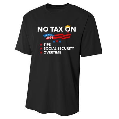 No Tax On Tips Social Security Overtime Trump 2024 Support Trump Vance 2024 Performance Sprint T-Shirt