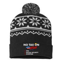 No Tax On Tips Social Security Overtime Trump 2024 Support Trump Vance 2024 USA-Made Snowflake Beanie