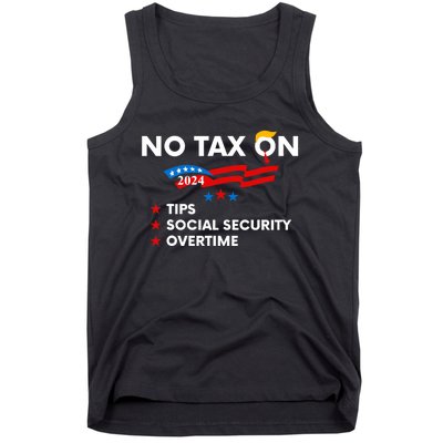 No Tax On Tips Social Security Overtime Trump 2024 Support Trump Vance 2024 Tank Top