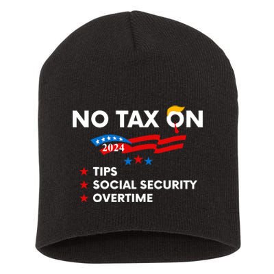 No Tax On Tips Social Security Overtime Trump 2024 Support Trump Vance 2024 Short Acrylic Beanie