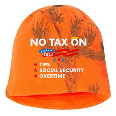 No Tax On Tips Social Security Overtime Trump 2024 Support Trump Vance 2024 Kati - Camo Knit Beanie