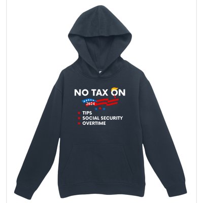 No Tax On Tips Social Security Overtime Trump 2024 Support Trump Vance 2024 Urban Pullover Hoodie