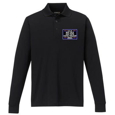 No Tax On Tips Vote Donald Trump Performance Long Sleeve Polo