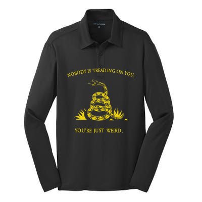 NobodyS Treading On You. YouRe Weird. Funny Election Snake Silk Touch Performance Long Sleeve Polo