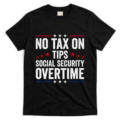 No Tax On Tips Social Security Overtime Trump 2024 Long Sleeve T-Shirt