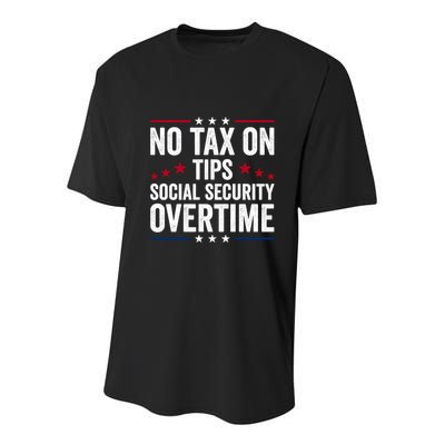 No Tax On Tips Social Security Overtime Trump 2024 Long Sleeve Youth Performance Sprint T-Shirt