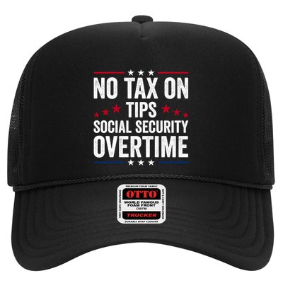 No Tax On Tips Social Security Overtime Trump 2024 Long Sleeve Trucker Hat