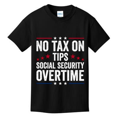 No Tax On Tips Social Security Overtime Trump 2024 Long Sleeve Kids T-Shirt