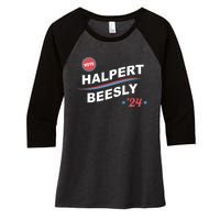 Nbcstore The Office Vote Halpert Beesly 24 Women's Tri-Blend 3/4-Sleeve Raglan Shirt