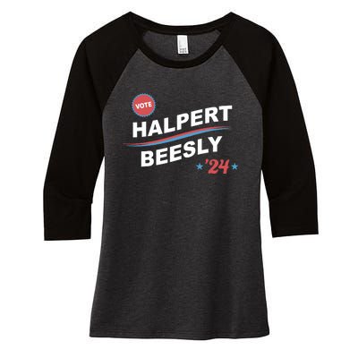 Nbcstore The Office Vote Halpert Beesly 24 Women's Tri-Blend 3/4-Sleeve Raglan Shirt