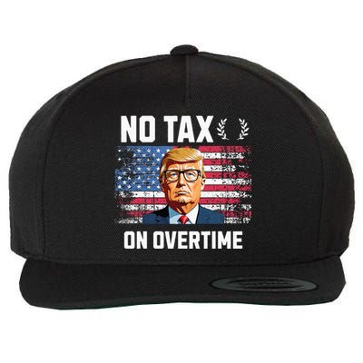 No Tax On Overtime Trump 2024 American Flag Wool Snapback Cap