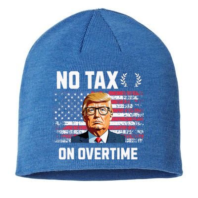 No Tax On Overtime Trump 2024 American Flag Sustainable Beanie