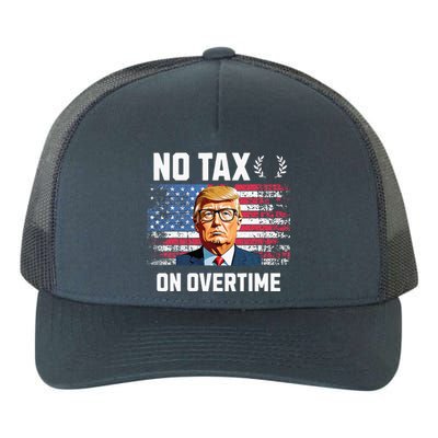 No Tax On Overtime Trump 2024 American Flag Yupoong Adult 5-Panel Trucker Hat