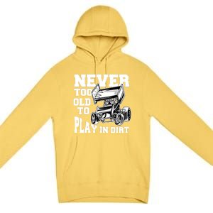 Never Too Old To Play In Dirt Sprint Car Racing Lover Gift Premium Pullover Hoodie