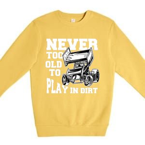 Never Too Old To Play In Dirt Sprint Car Racing Lover Gift Premium Crewneck Sweatshirt