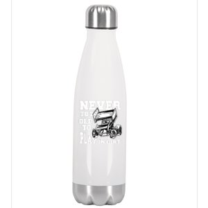 Never Too Old To Play In Dirt Sprint Car Racing Lover Gift Stainless Steel Insulated Water Bottle