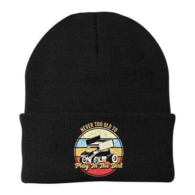 Never Too Old To Play In The Dirt Funny Sprint Car Racing Cute Gift Beanie