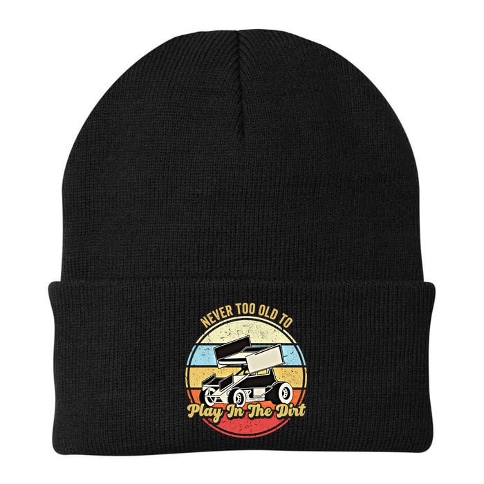 Never Too Old To Play In The Dirt Funny Sprint Car Racing Cute Gift Beanie