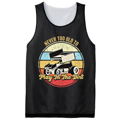 Never Too Old To Play In The Dirt Funny Sprint Car Racing Cute Gift Mesh Reversible Basketball Jersey Tank