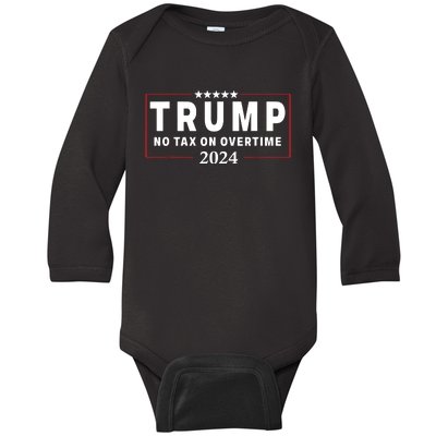 No Tax On Over Time Trump 2024 Voting For 47th President Baby Long Sleeve Bodysuit