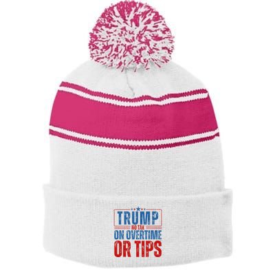 No Tax On Overtime Or Tips Stripe Pom Pom Beanie