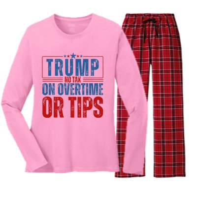 No Tax On Overtime Or Tips Women's Long Sleeve Flannel Pajama Set 