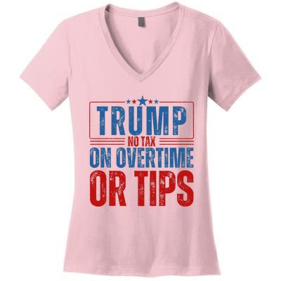 No Tax On Overtime Or Tips Women's V-Neck T-Shirt