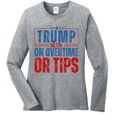 No Tax On Overtime Or Tips Ladies Long Sleeve Shirt