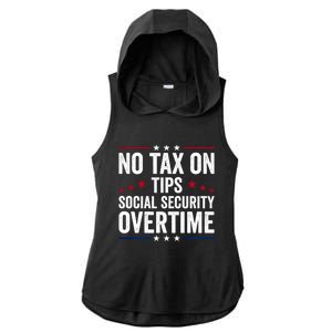 No Tax On Tips Social Security Overtime Trump 2024 Ladies PosiCharge Tri-Blend Wicking Draft Hoodie Tank