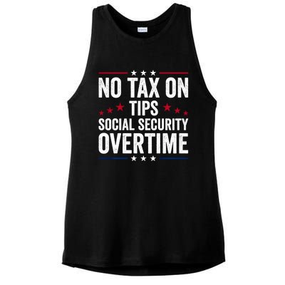 No Tax On Tips Social Security Overtime Trump 2024 Ladies PosiCharge Tri-Blend Wicking Tank