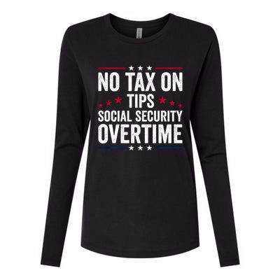 No Tax On Tips Social Security Overtime Trump 2024 Womens Cotton Relaxed Long Sleeve T-Shirt