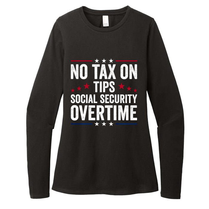 No Tax On Tips Social Security Overtime Trump 2024 Womens CVC Long Sleeve Shirt