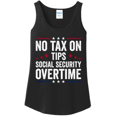 No Tax On Tips Social Security Overtime Trump 2024 Ladies Essential Tank