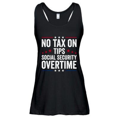 No Tax On Tips Social Security Overtime Trump 2024 Ladies Essential Flowy Tank