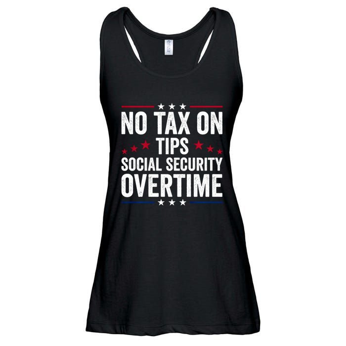 No Tax On Tips Social Security Overtime Trump 2024 Ladies Essential Flowy Tank