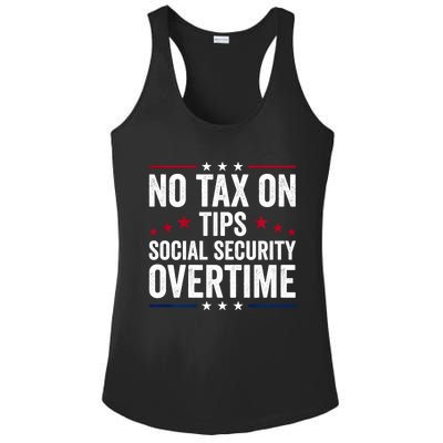 No Tax On Tips Social Security Overtime Trump 2024 Ladies PosiCharge Competitor Racerback Tank