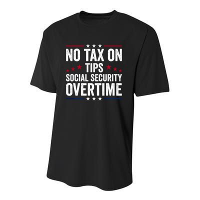 No Tax On Tips Social Security Overtime Trump 2024 Youth Performance Sprint T-Shirt