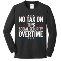 No Tax On Tips Social Security Overtime Trump 2024 Kids Long Sleeve Shirt