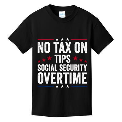 No Tax On Tips Social Security Overtime Trump 2024 Kids T-Shirt