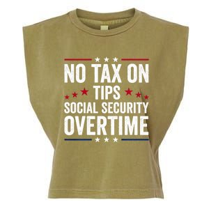 No Tax On Tips Social Security Overtime Trump 2024 Garment-Dyed Women's Muscle Tee