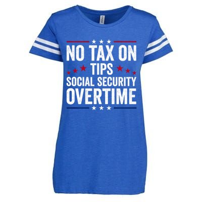 No Tax On Tips Social Security Overtime Trump 2024 Enza Ladies Jersey Football T-Shirt