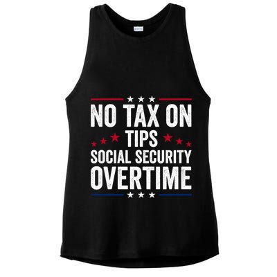 No Tax On Tips Social Security Overtime Trump 2024 Ladies PosiCharge Tri-Blend Wicking Tank