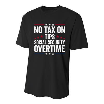 No Tax On Tips Social Security Overtime Trump 2024 Youth Performance Sprint T-Shirt