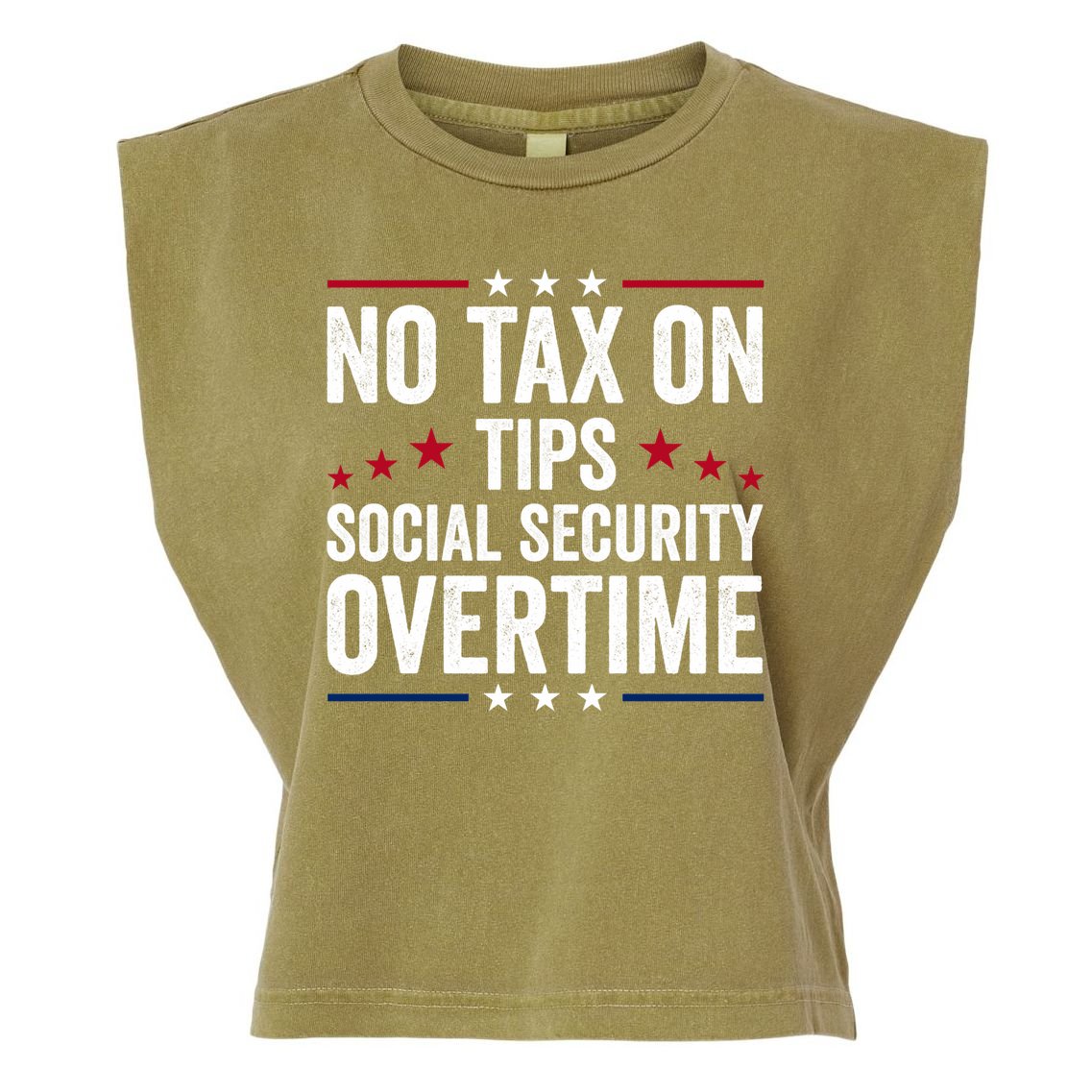 No Tax On Tips Social Security Overtime Trump 2024 Garment-Dyed Women's Muscle Tee