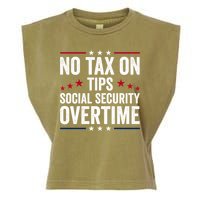 No Tax On Tips Social Security Overtime Trump 2024 Garment-Dyed Women's Muscle Tee