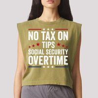 No Tax On Tips Social Security Overtime Trump 2024 Garment-Dyed Women's Muscle Tee