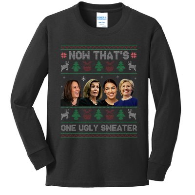 Now That's One Ugly Sweater Harris Pelosi AOC Hillary Xmas Kids Long Sleeve Shirt